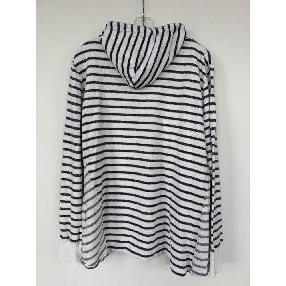 North River Outfitters Womens XL Striped Zip Up Hoodie White Navy Blue Nautical - Picture 3 of 8